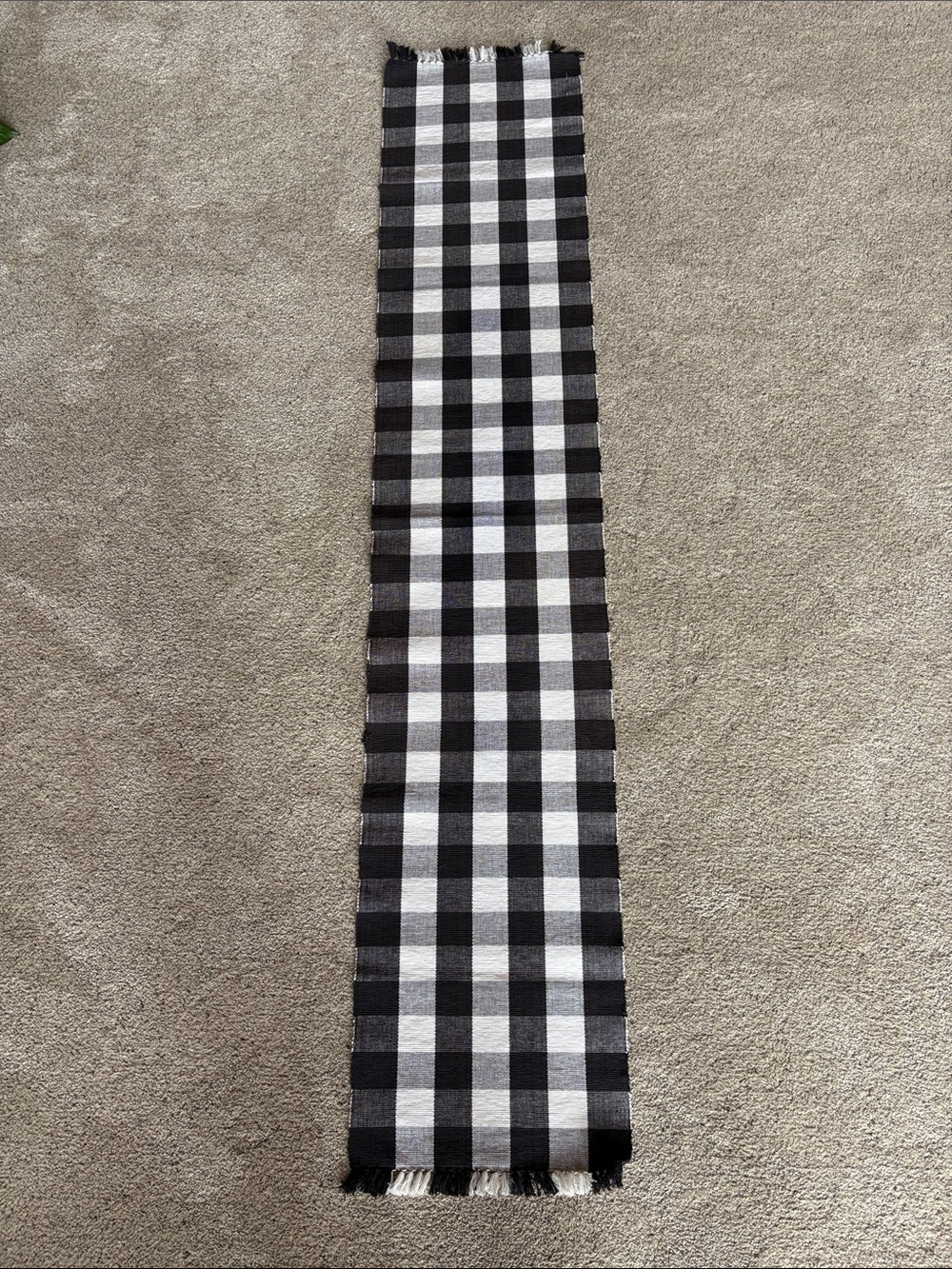 Mainstays Black and White Check Woven Tablerunner